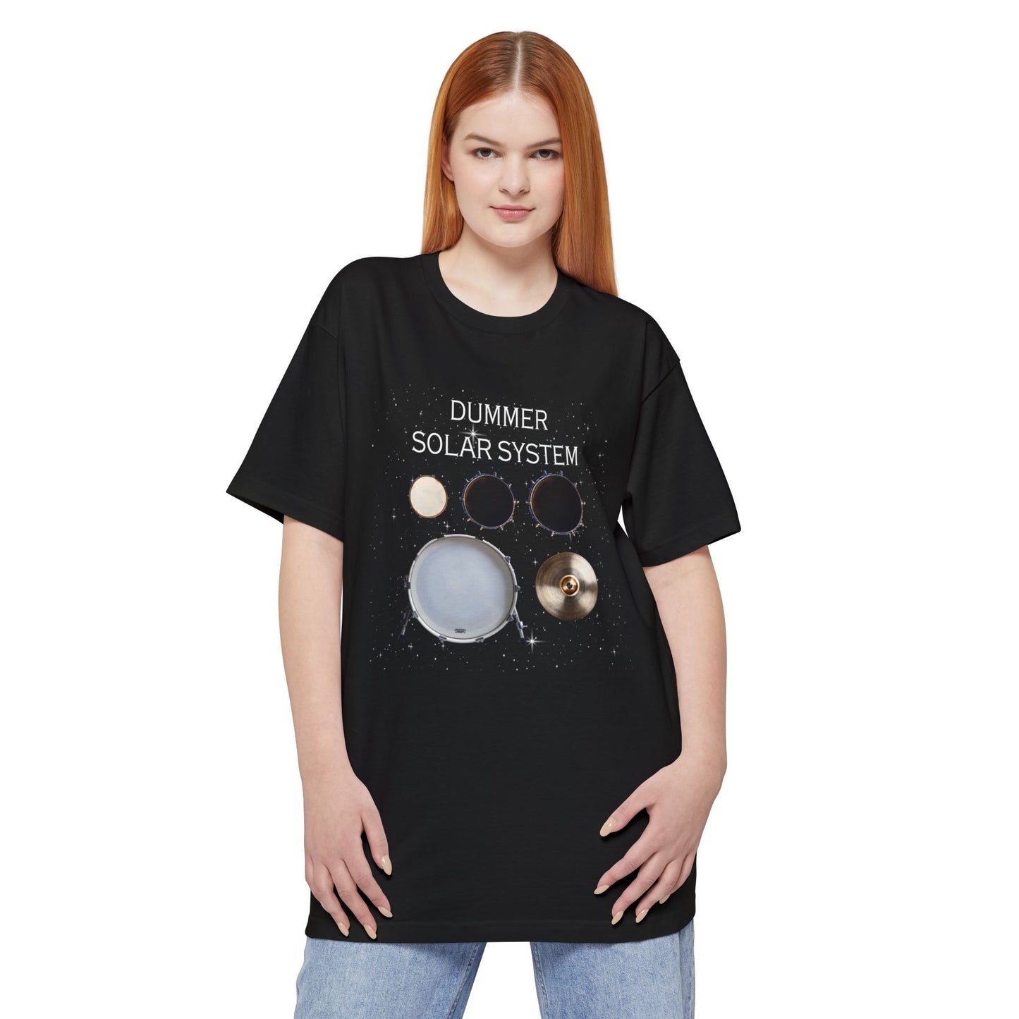 Drummer Solar System Tall T-Shirt — Drum Kit Planets Graphic Tee