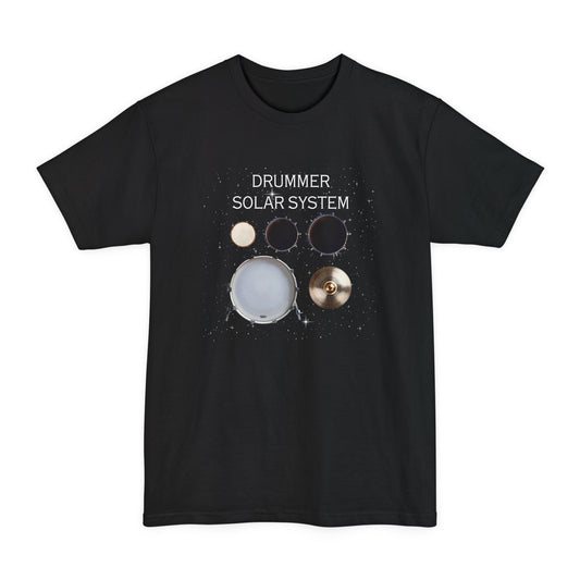 Drummer Solar System Tall T-Shirt — Drum Kit Planets Graphic Tee