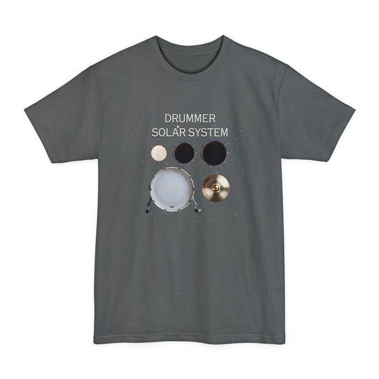 Drummer Solar System Tall T-Shirt — Drum Kit Planets Graphic Tee