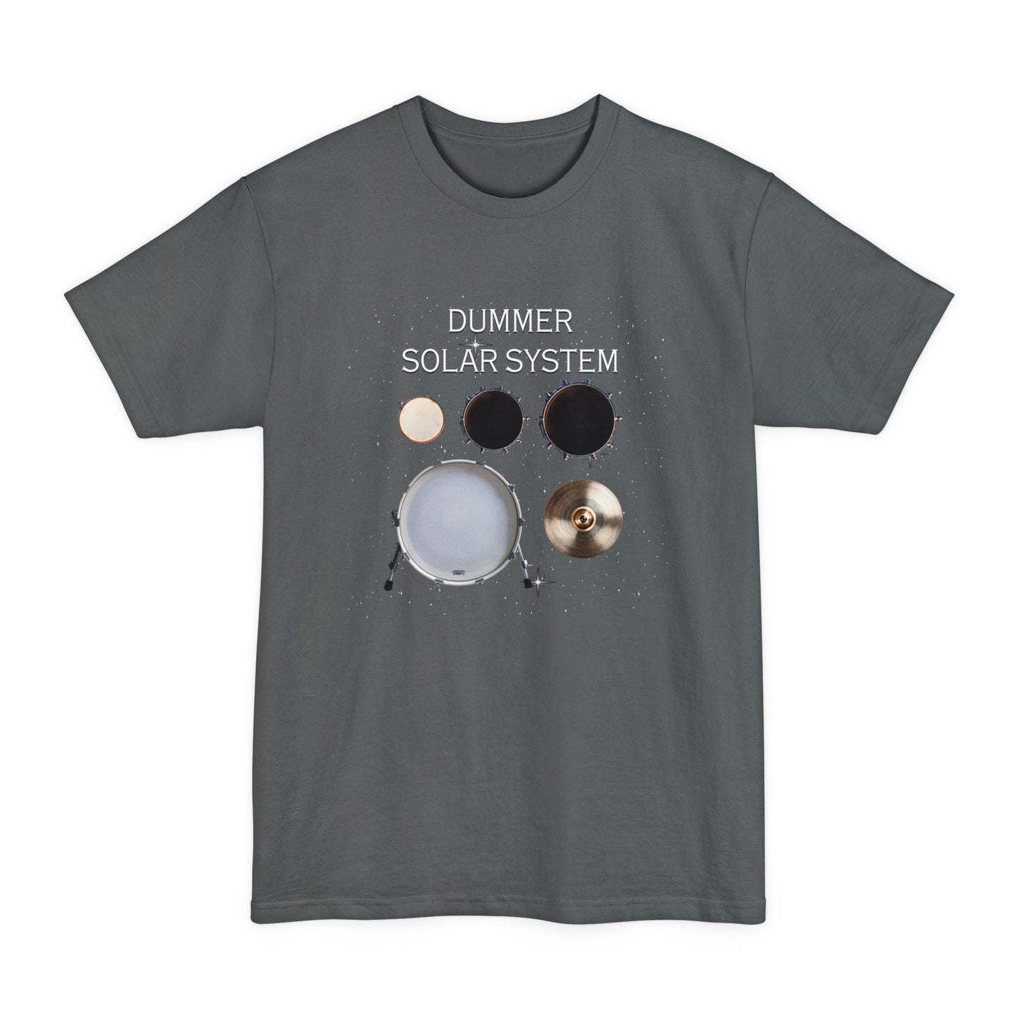 Drummer Solar System Tall T-Shirt — Drum Kit Planets Graphic Tee