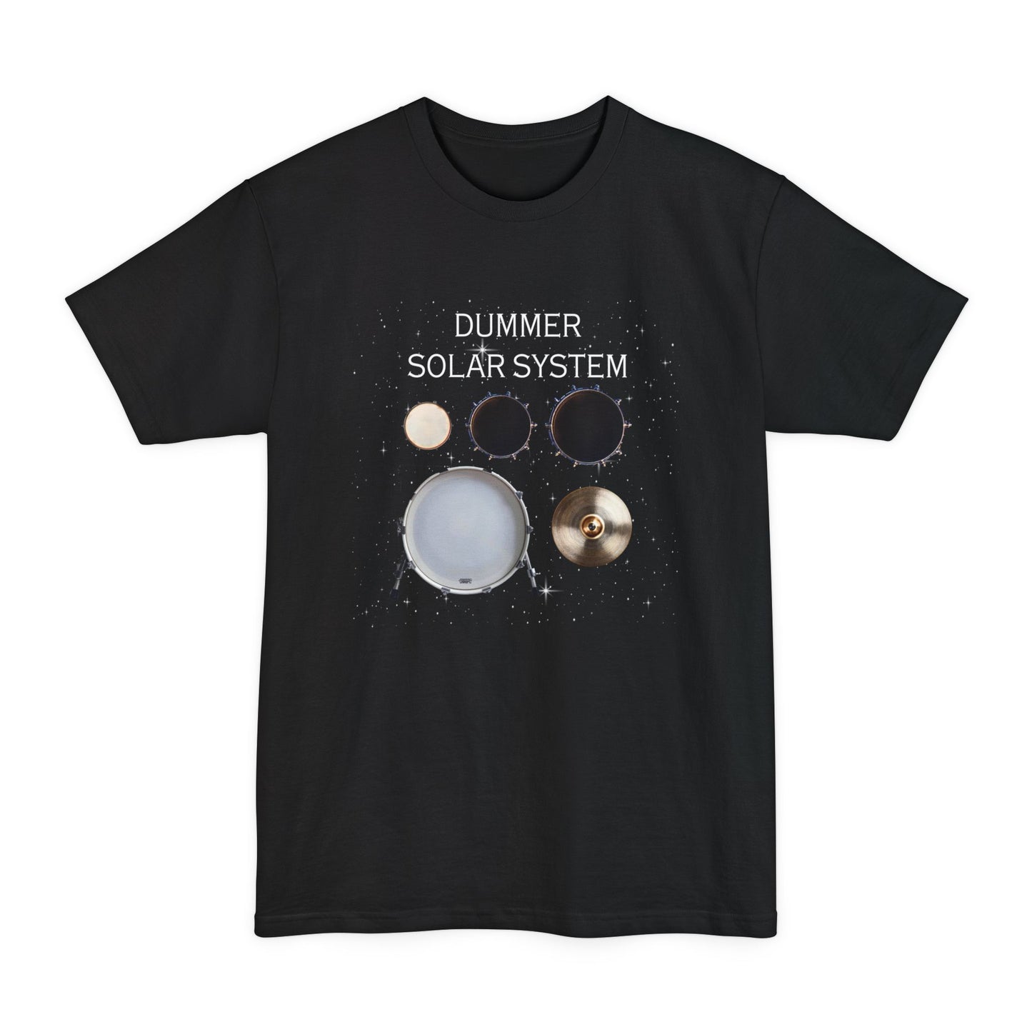 Drummer Solar System Tall T-Shirt — Drum Kit Planets Graphic Tee
