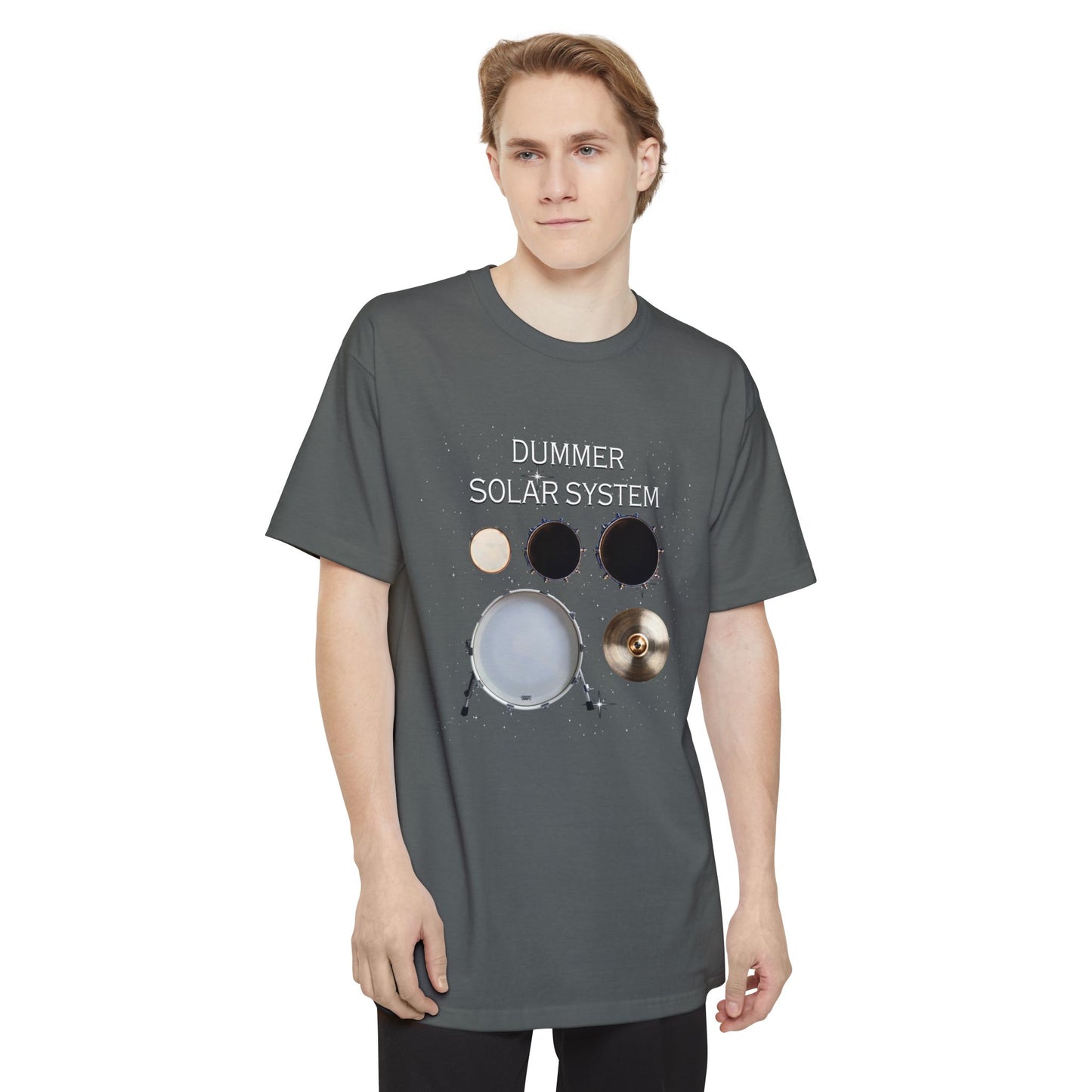 Drummer Solar System Tall T-Shirt — Drum Kit Planets Graphic Tee