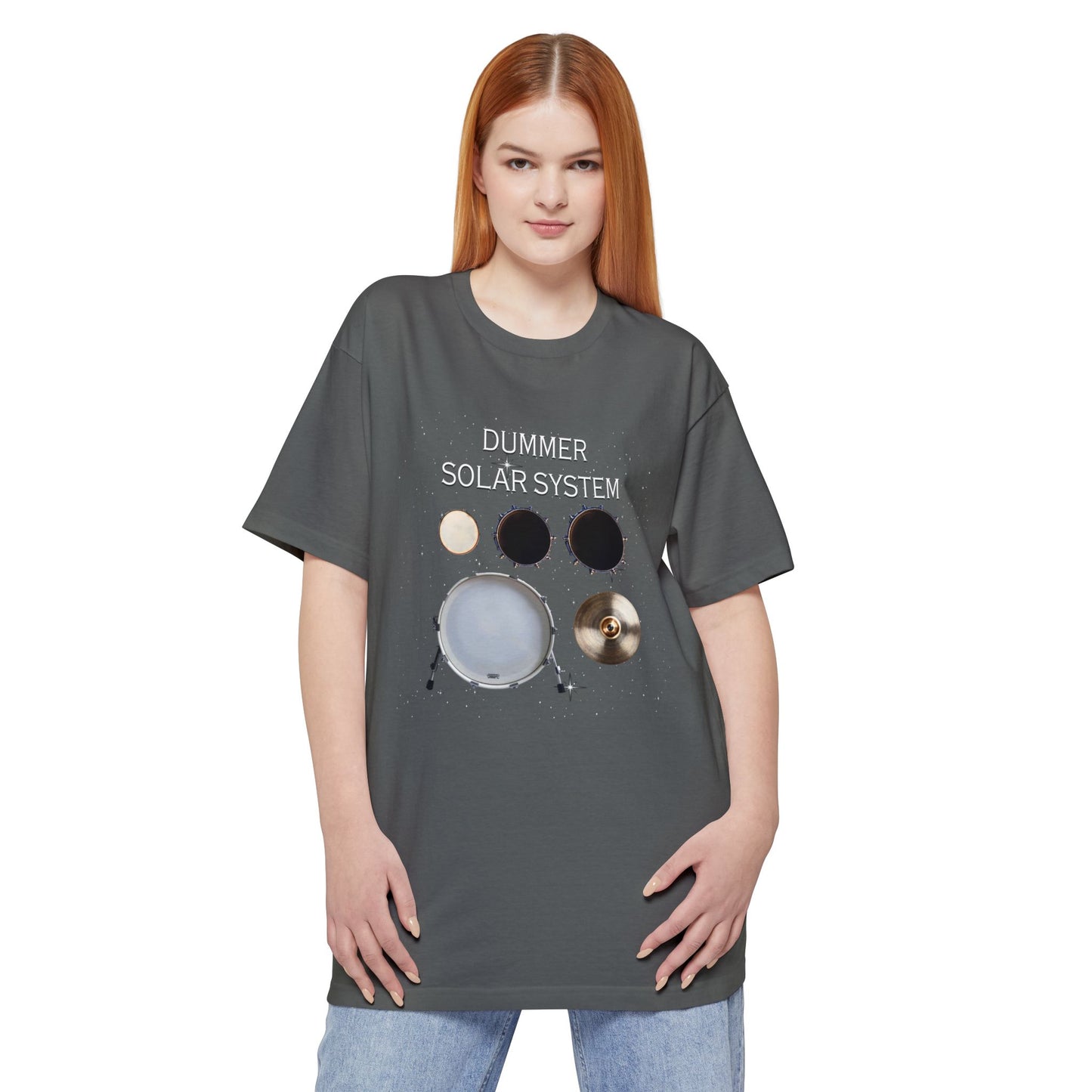 Drummer Solar System Tall T-Shirt — Drum Kit Planets Graphic Tee